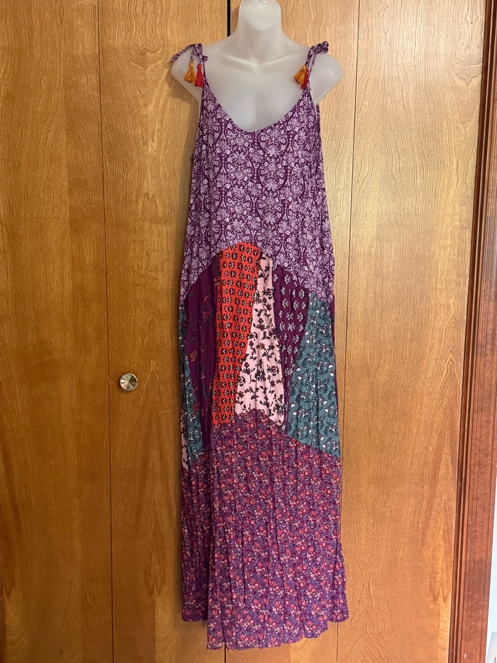 Eyeshadow Boho Patchwork Maxi Dress Size Medium EUC
